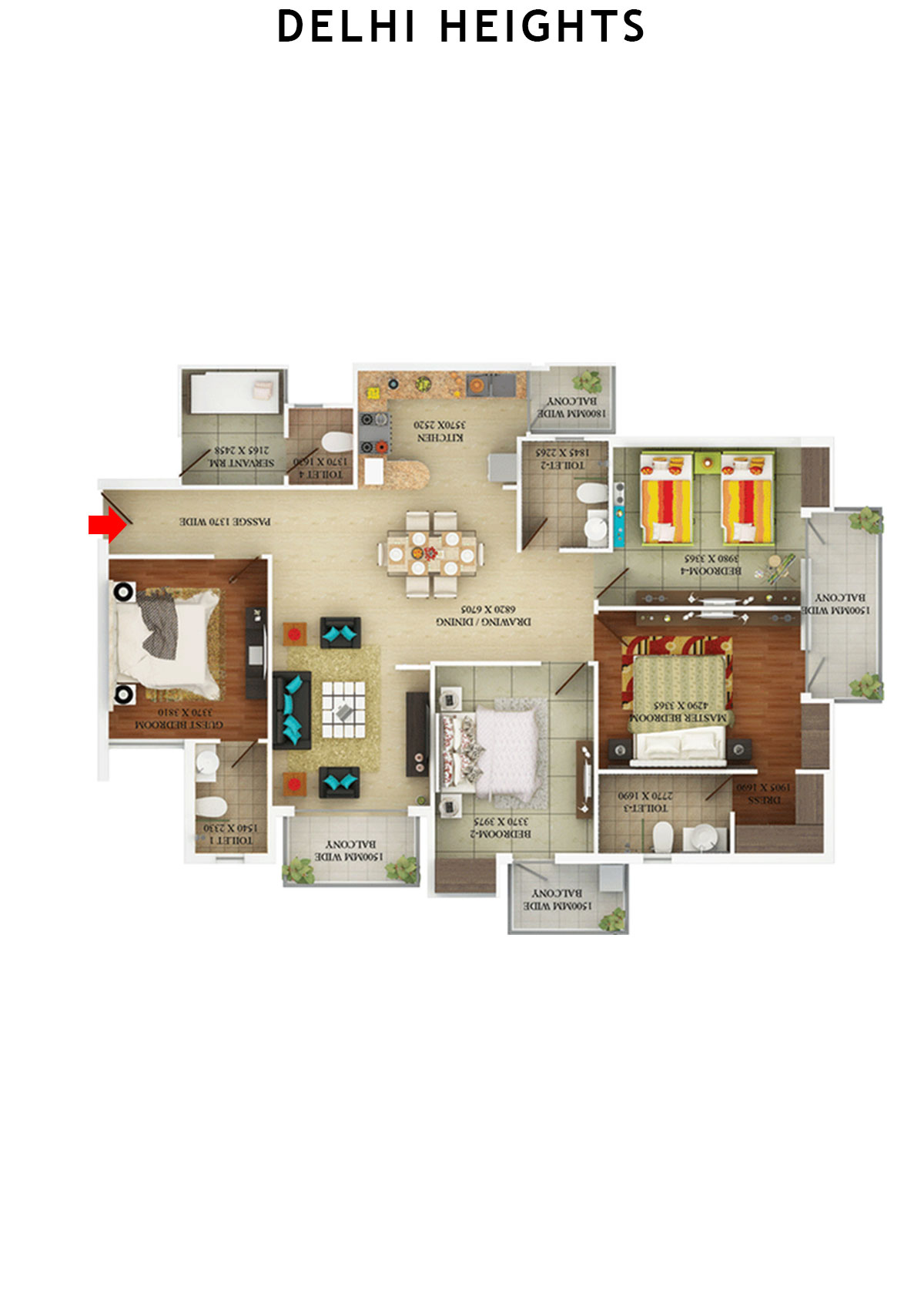 Delhi Heights Tower 2 Unit 4 Floor Plan