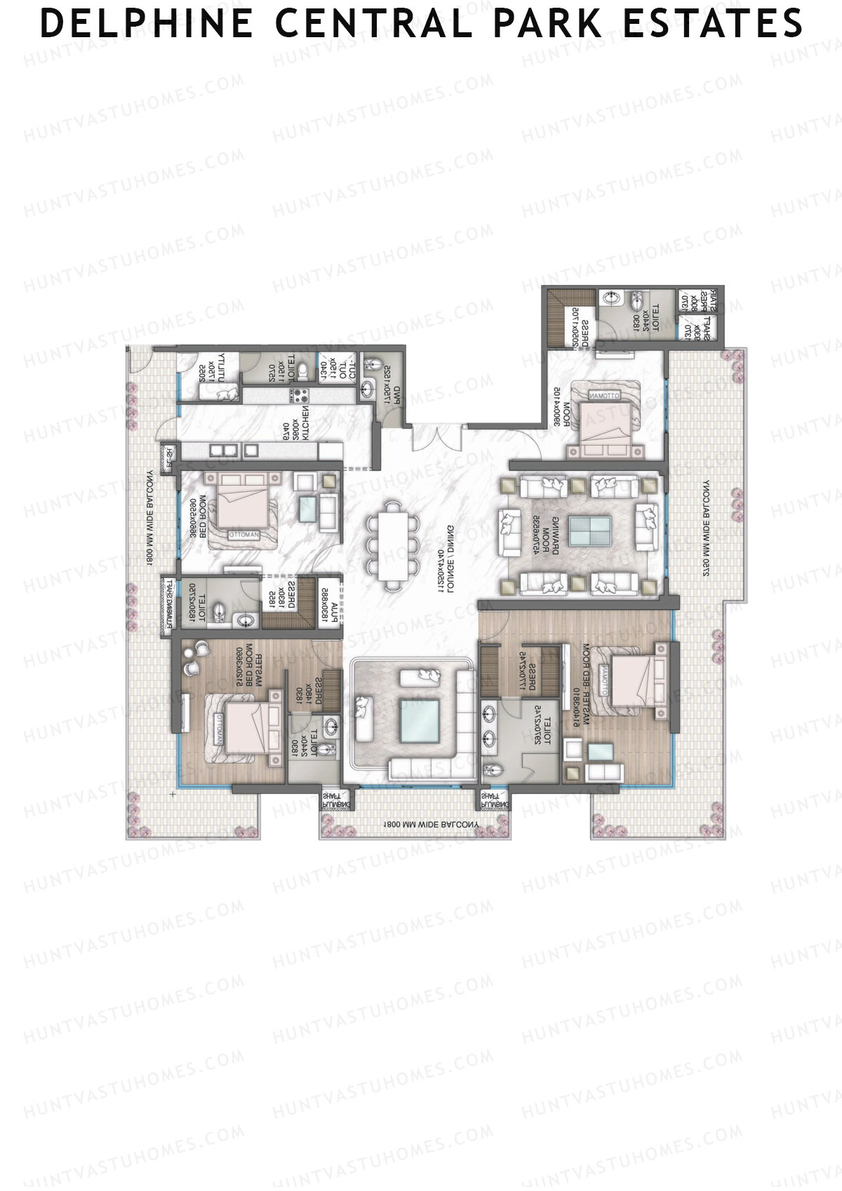 Delphine Central Park Estates, Tower D, Unit 2, 4BHK, Super Area 5559   sq ft 