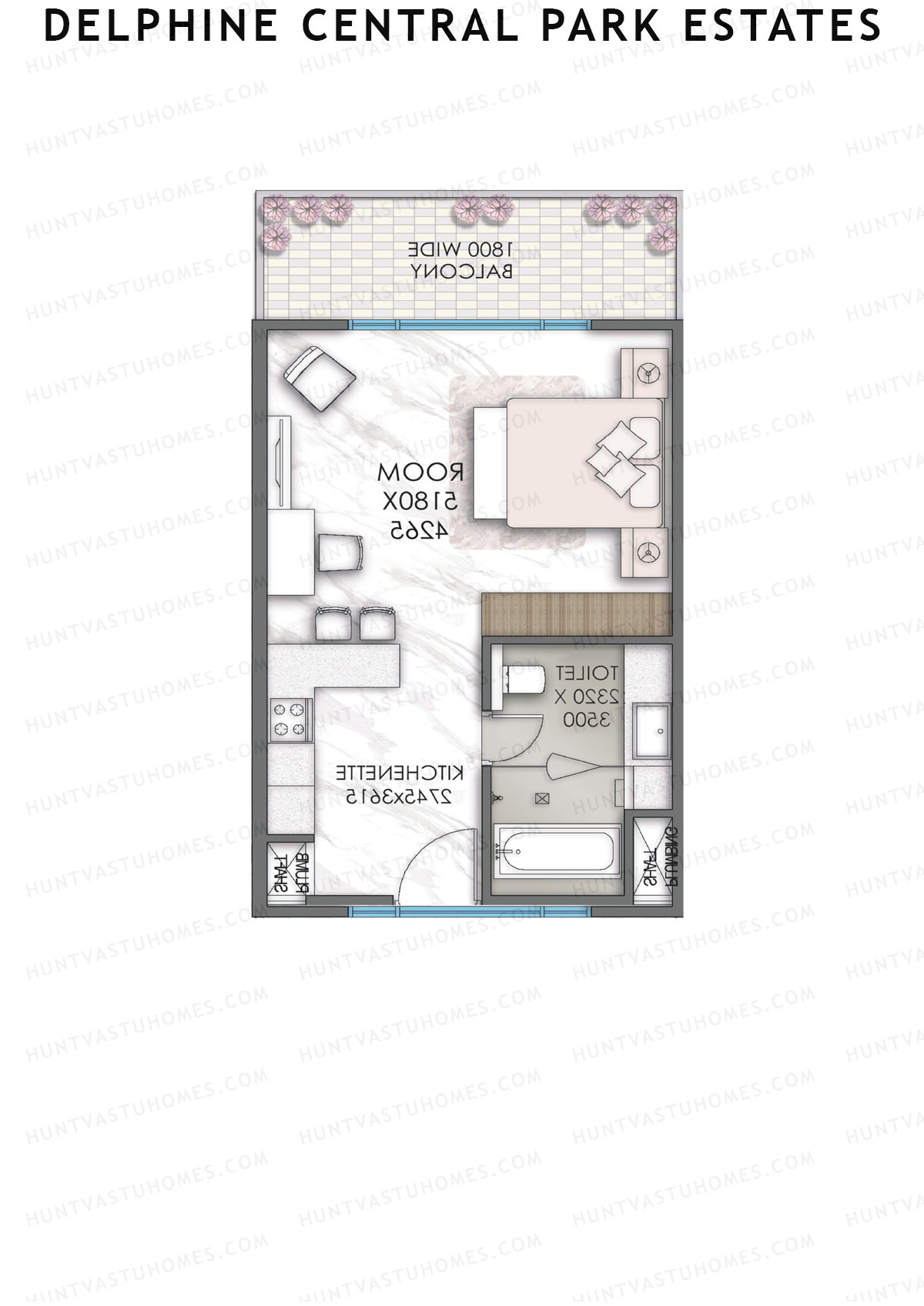 Delphine Central Park Estates, Tower F, Unit 10, 1BHK, Super Area 981   sq ft 