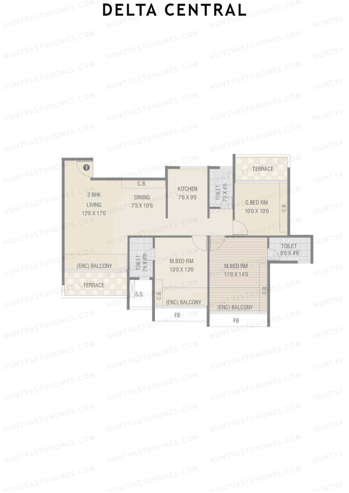 Delta Central Wing A Unit 1 Floor Plan