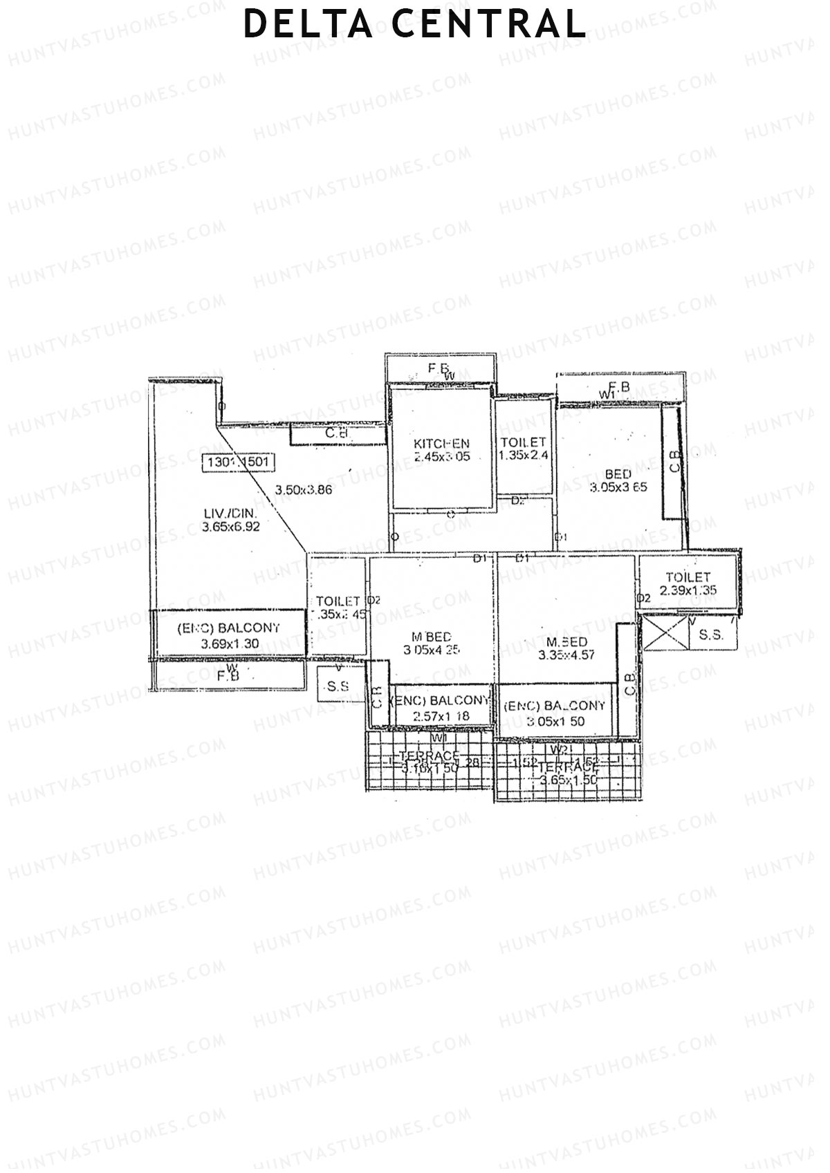 Delta Central Wing A Unit 1 Floor Plan