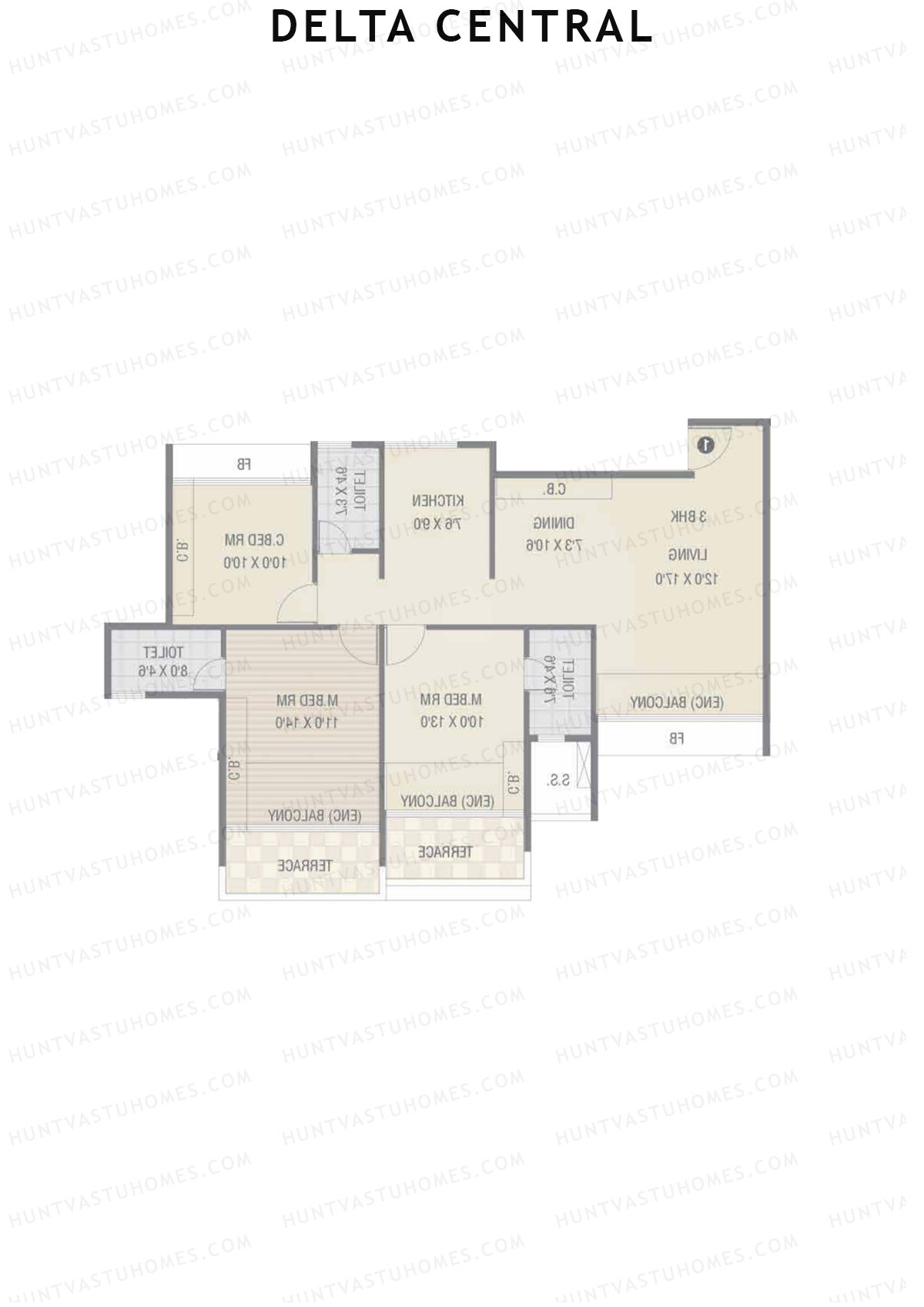 Delta Central Wing A Unit 2 Floor Plan