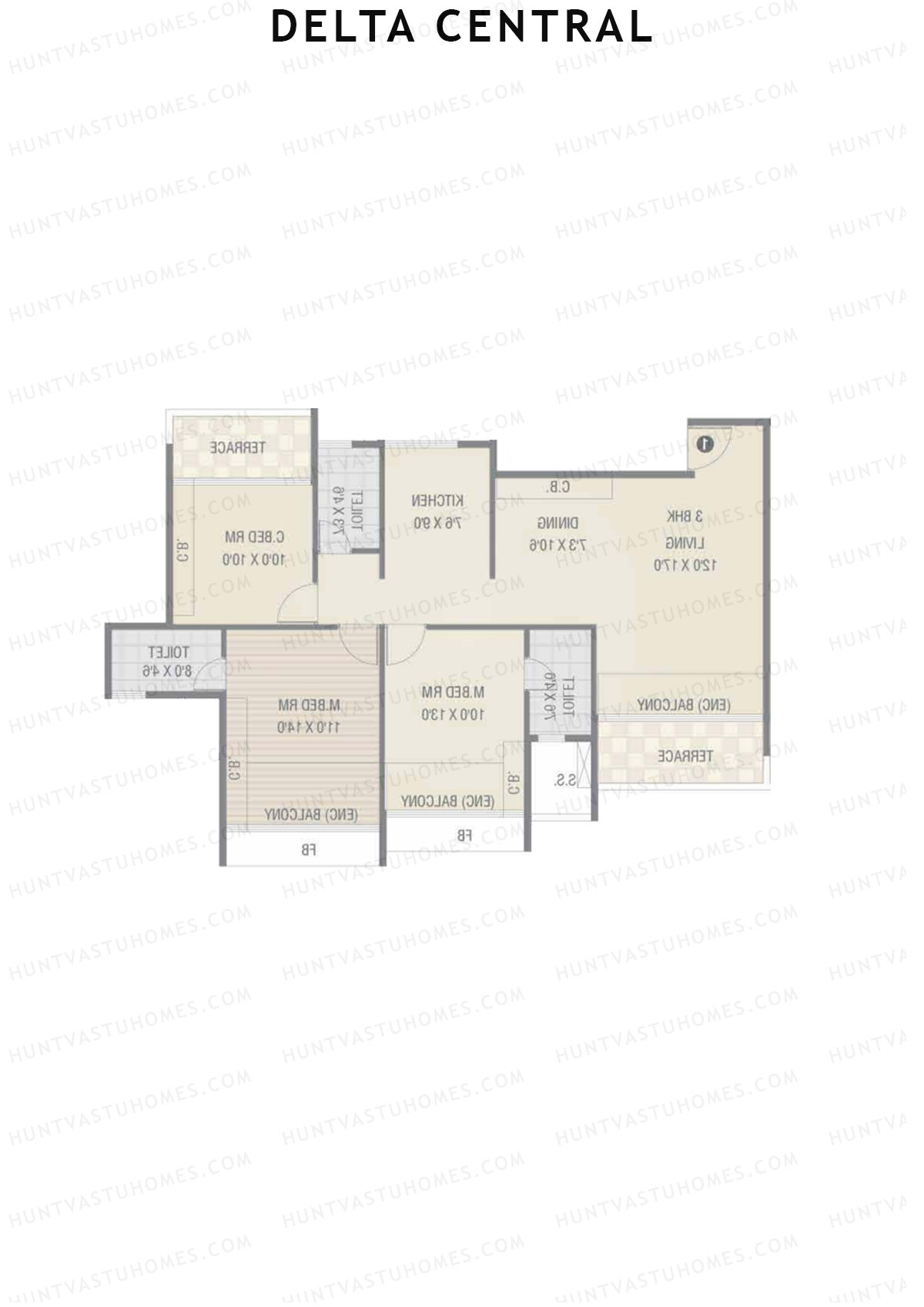 Delta Central Wing A Unit 2 Floor Plan