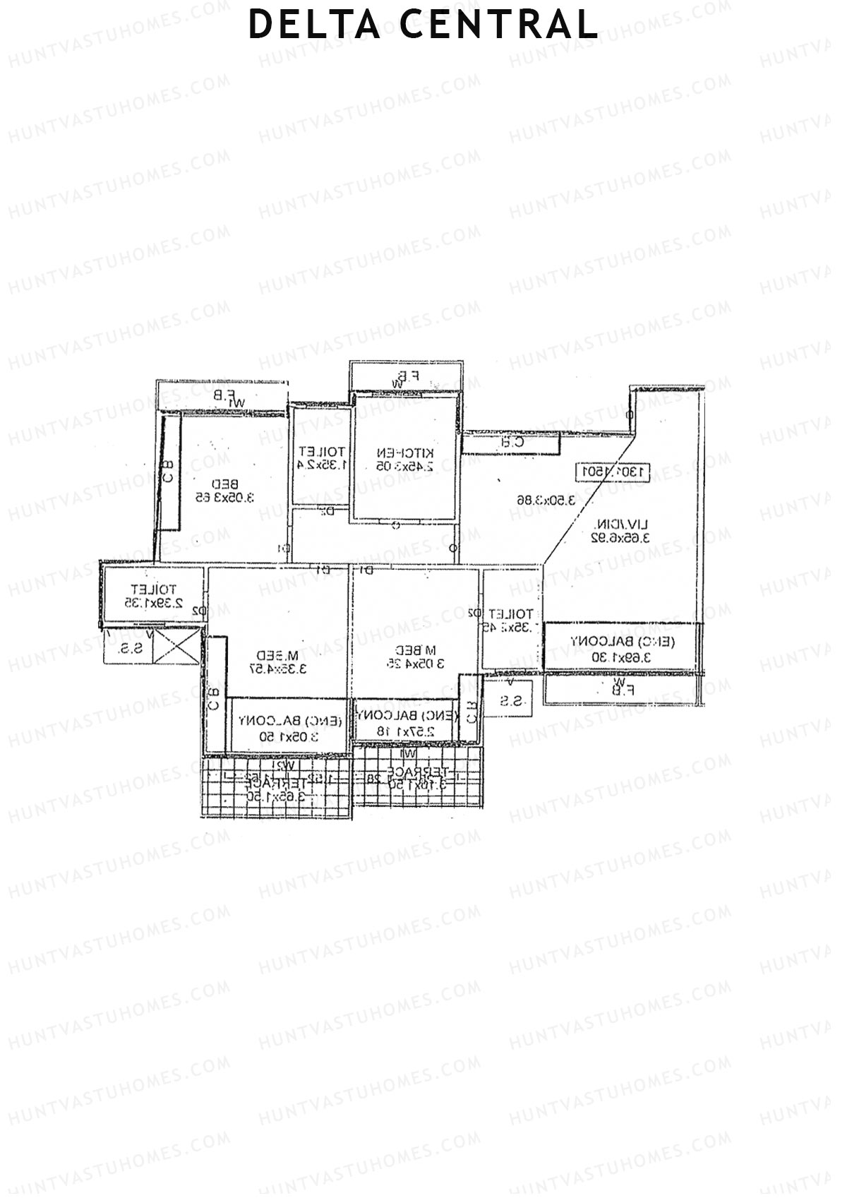 Delta Central Wing A Unit 2 Floor Plan