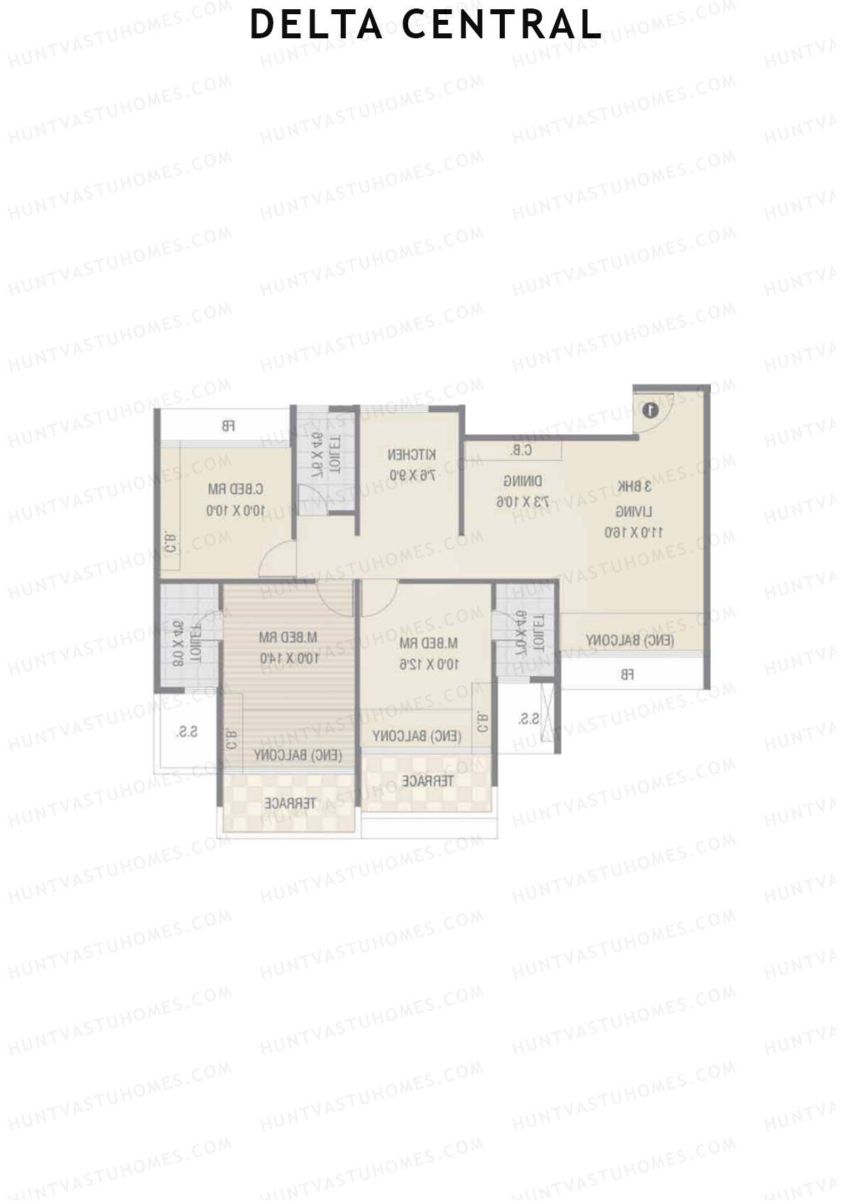 Delta Central Wing B Unit 2 Floor Plan