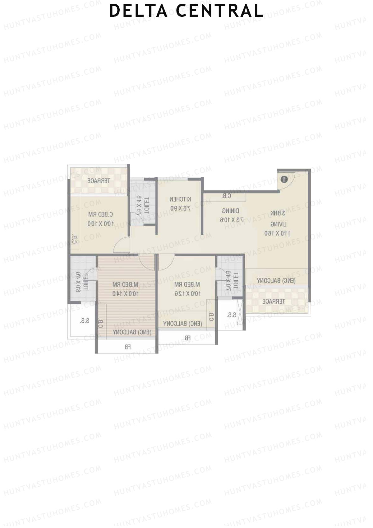 Delta Central Wing B Unit 2 Floor Plan
