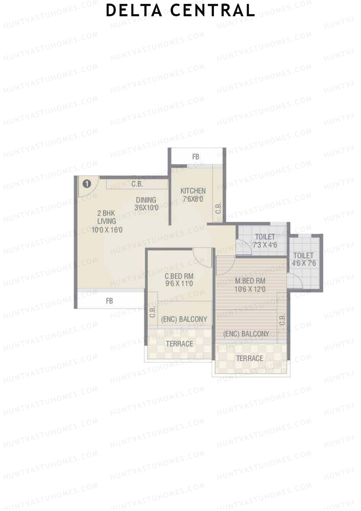 Delta Central Wing C Unit 1 Floor Plan