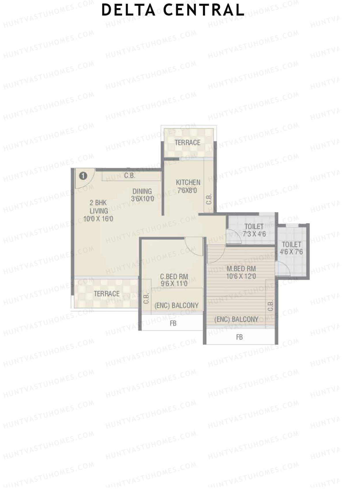 Delta Central Wing C Unit 1 Floor Plan