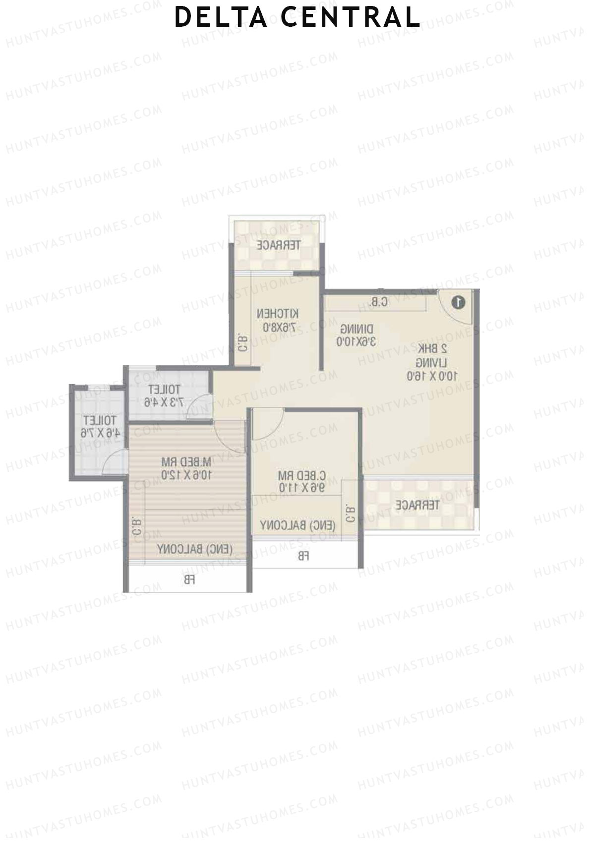 Delta Central Wing C Unit 2 Floor Plan