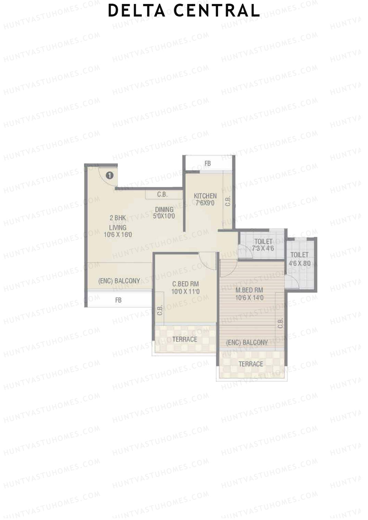 Delta Central Wing D Unit 1 Floor Plan
