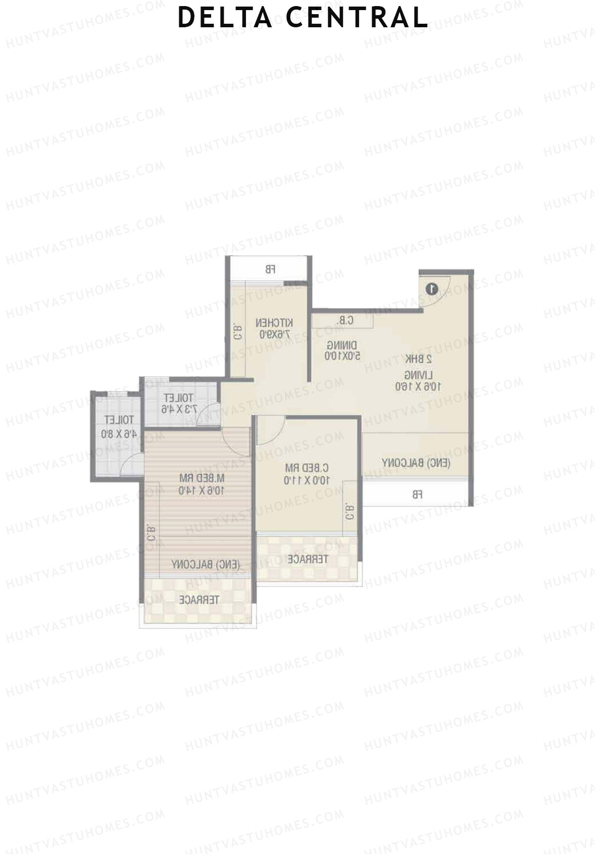 Delta Central Wing D Unit 2 Floor Plan