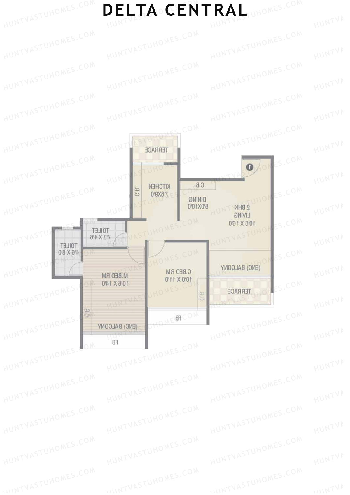 Delta Central Wing D Unit 2 Floor Plan