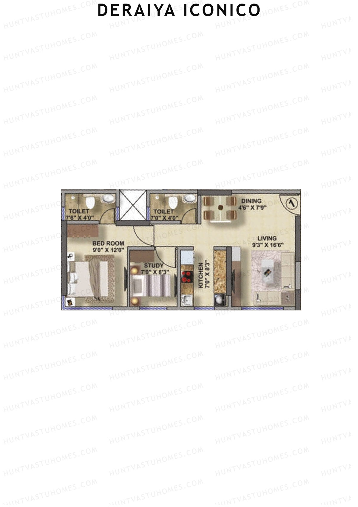 Deraiya Iconico Wing A Unit 1 Floor Plan