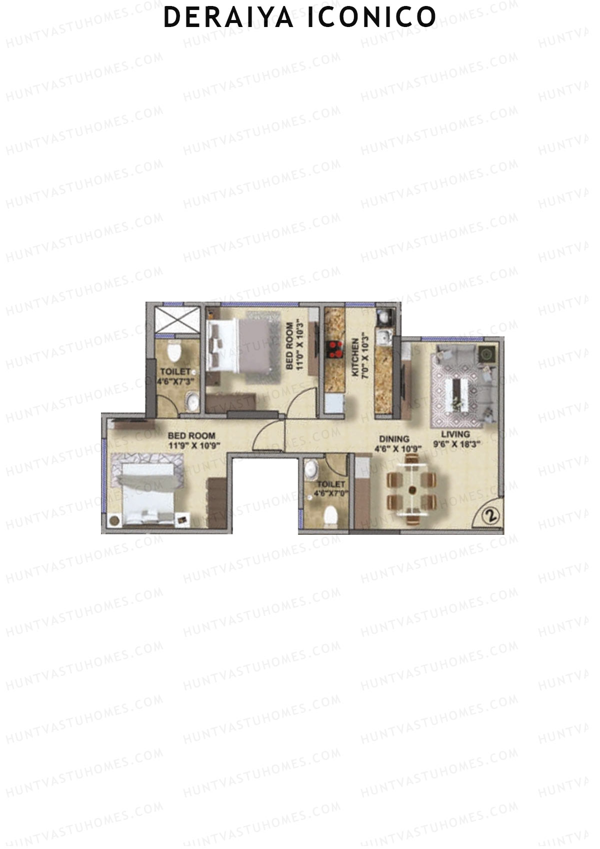 Deraiya Iconico Wing A Unit 2 Floor Plan