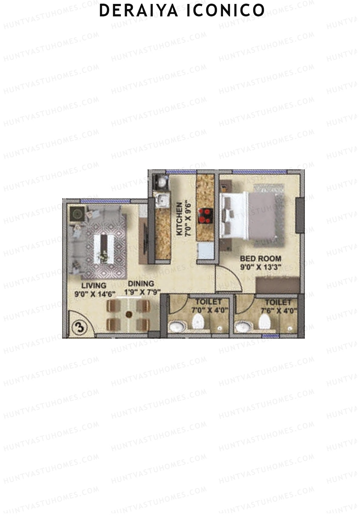 Deraiya Iconico Wing A Unit 3 Floor Plan