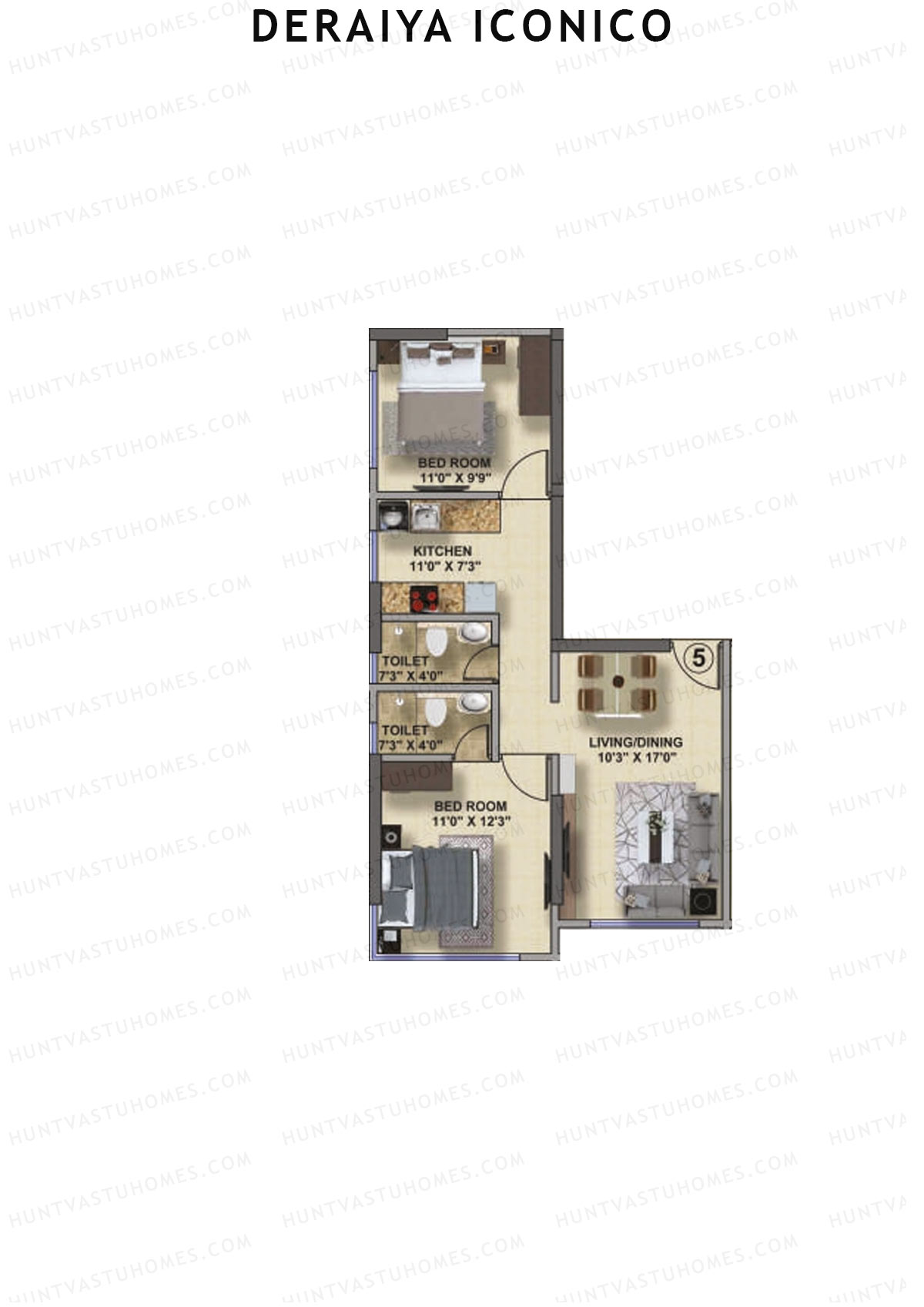 Deraiya Iconico Wing A Unit 5 Floor Plan
