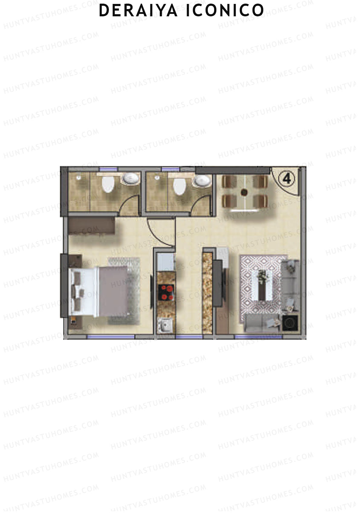 Deraiya Iconico Wing B Unit 4 Floor Plan
