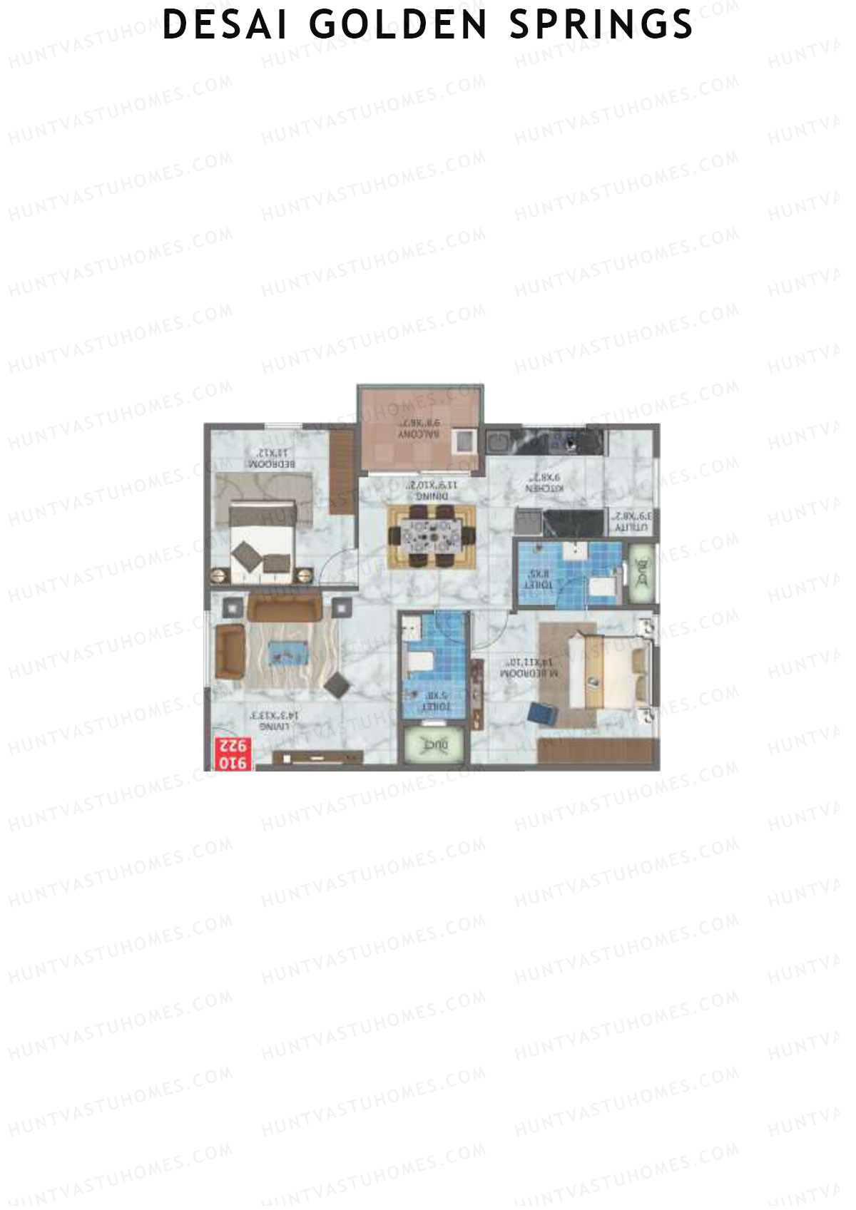 Desai Golden Springs Tower A Unit 10 Floor Plan