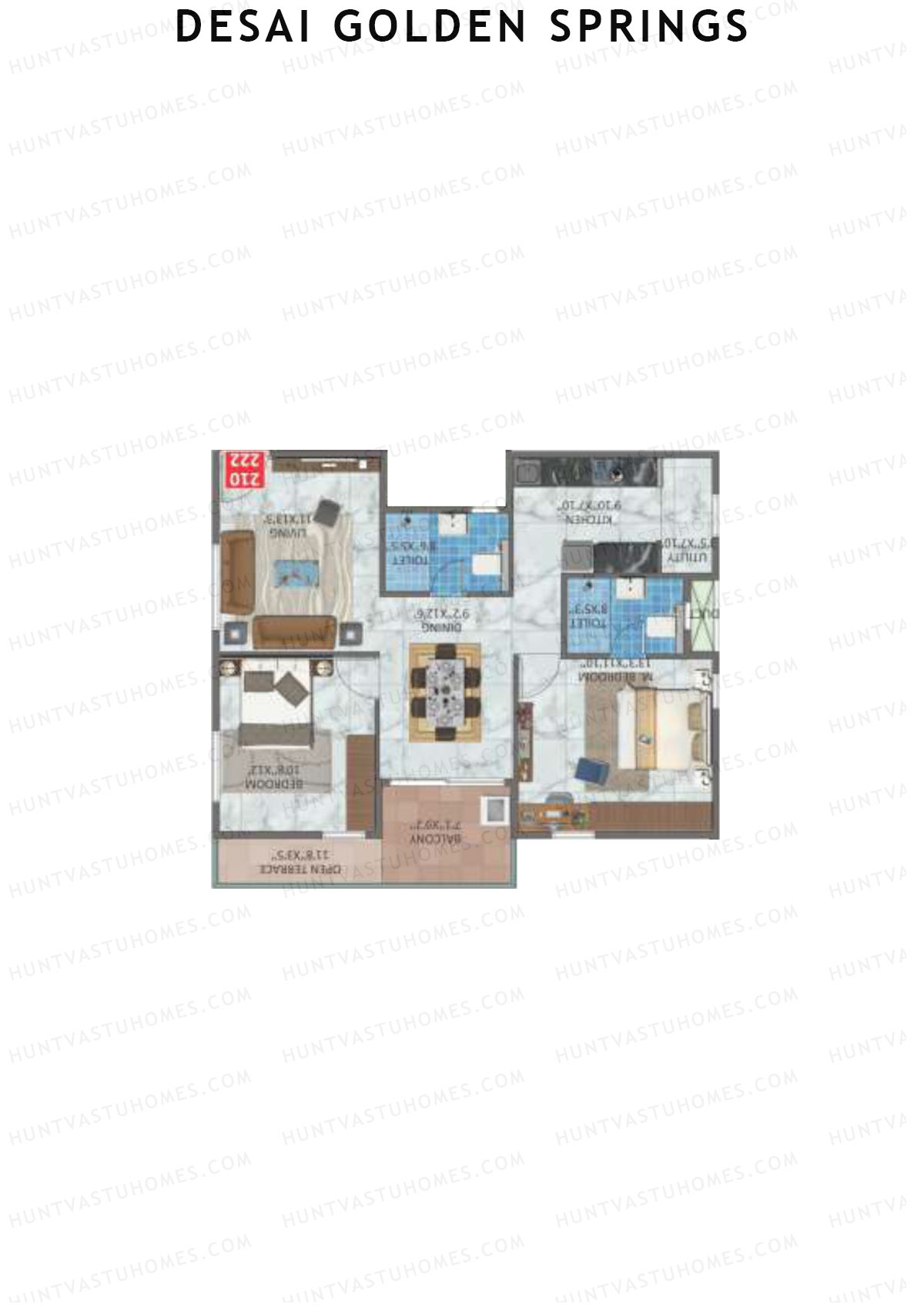 Desai Golden Springs Tower A Unit 10 Floor Plan