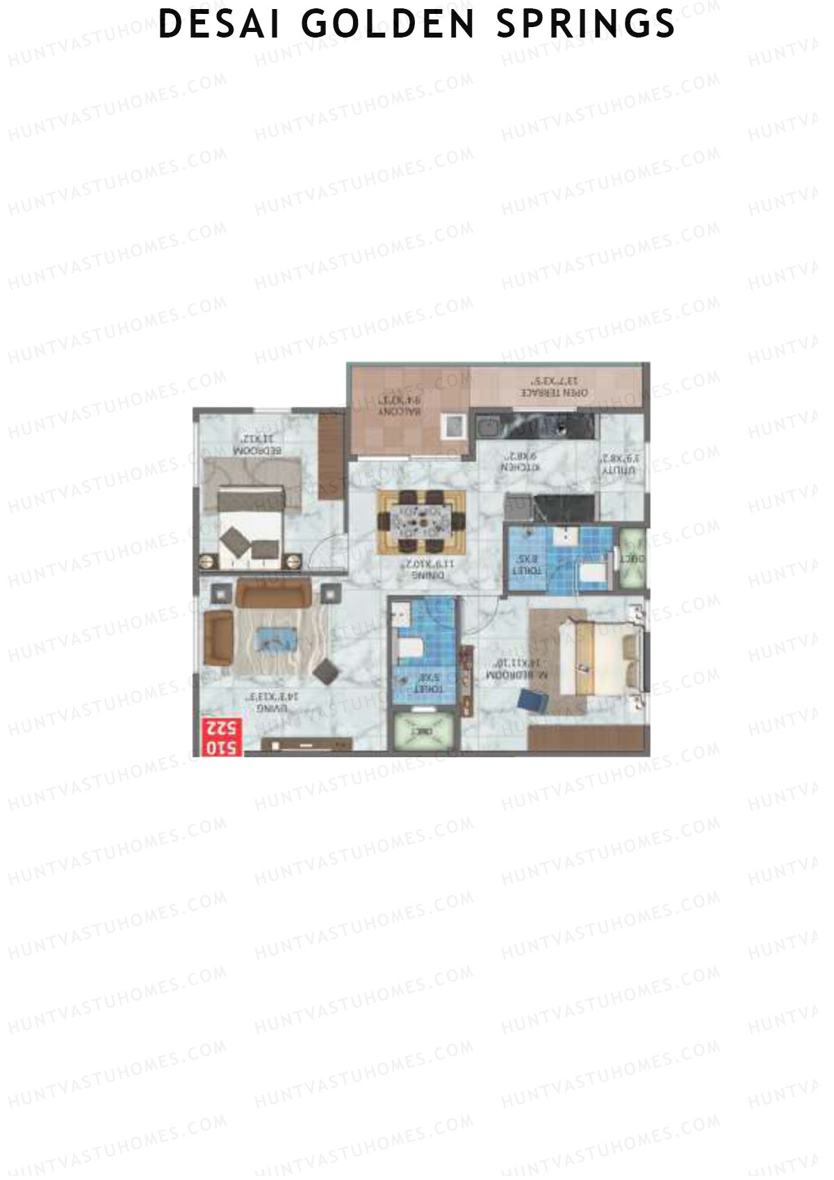 Desai Golden Springs Tower A Unit 10 Floor Plan
