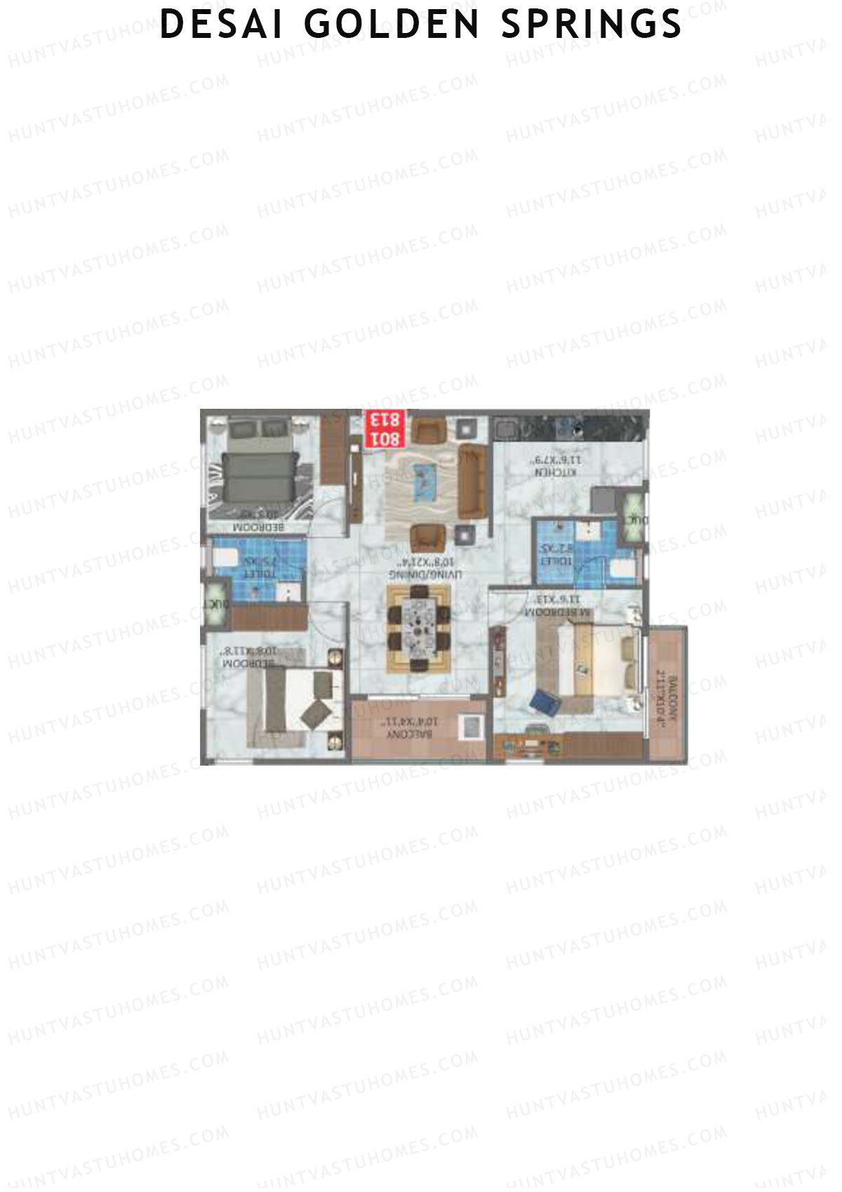Desai Golden Springs Tower A Unit 1 Floor Plan
