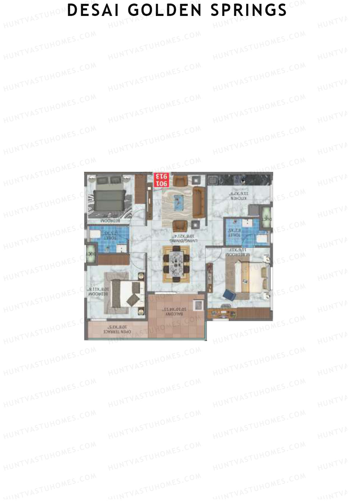 Desai Golden Springs Tower A Unit 1 Floor Plan