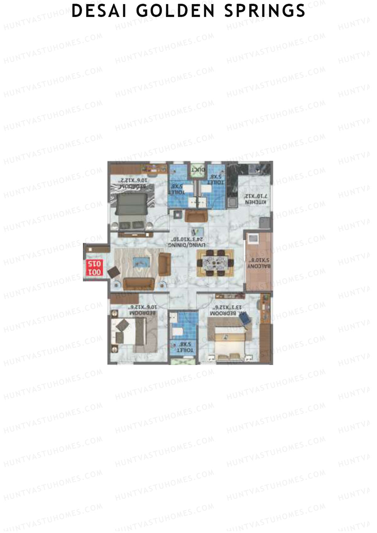 Desai Golden Springs Tower A Unit 1 Floor Plan
