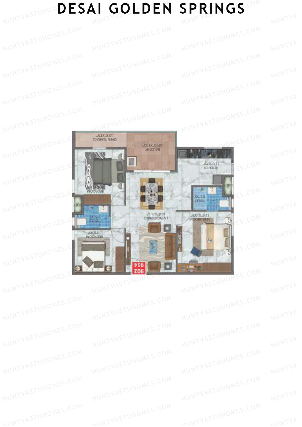 Desai Golden Springs Tower A Unit 2 Floor Plan