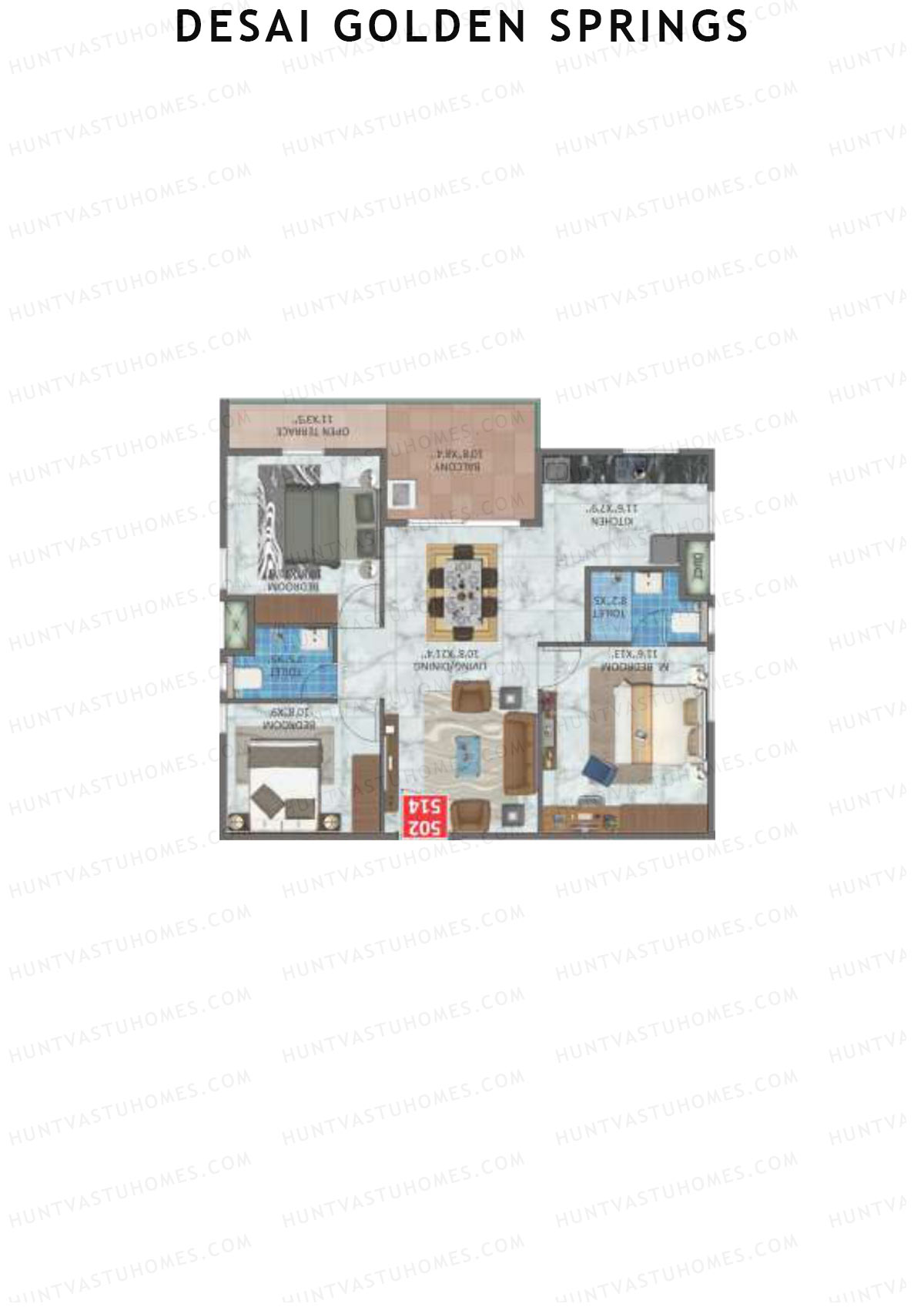 Desai Golden Springs Tower A Unit 2 Floor Plan