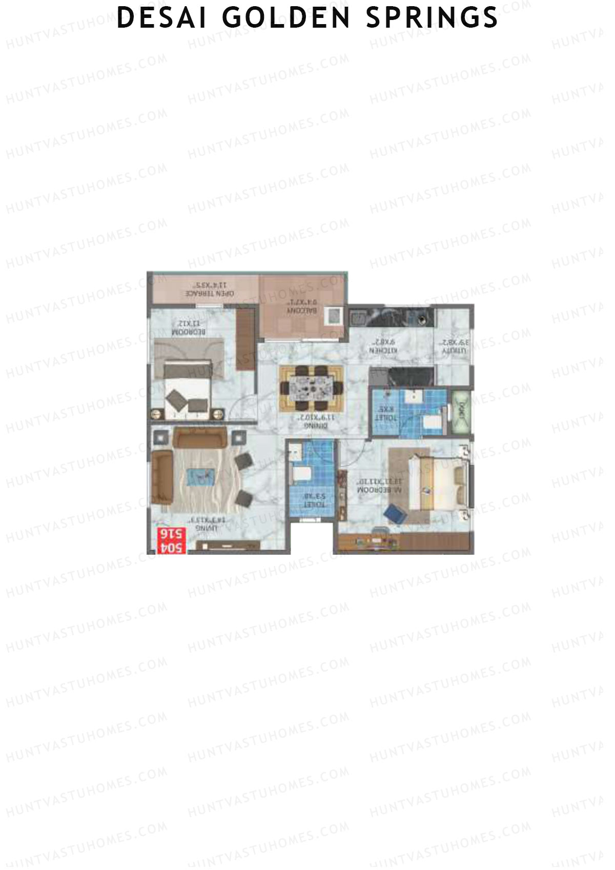 Desai Golden Springs Tower A Unit 4 Floor Plan