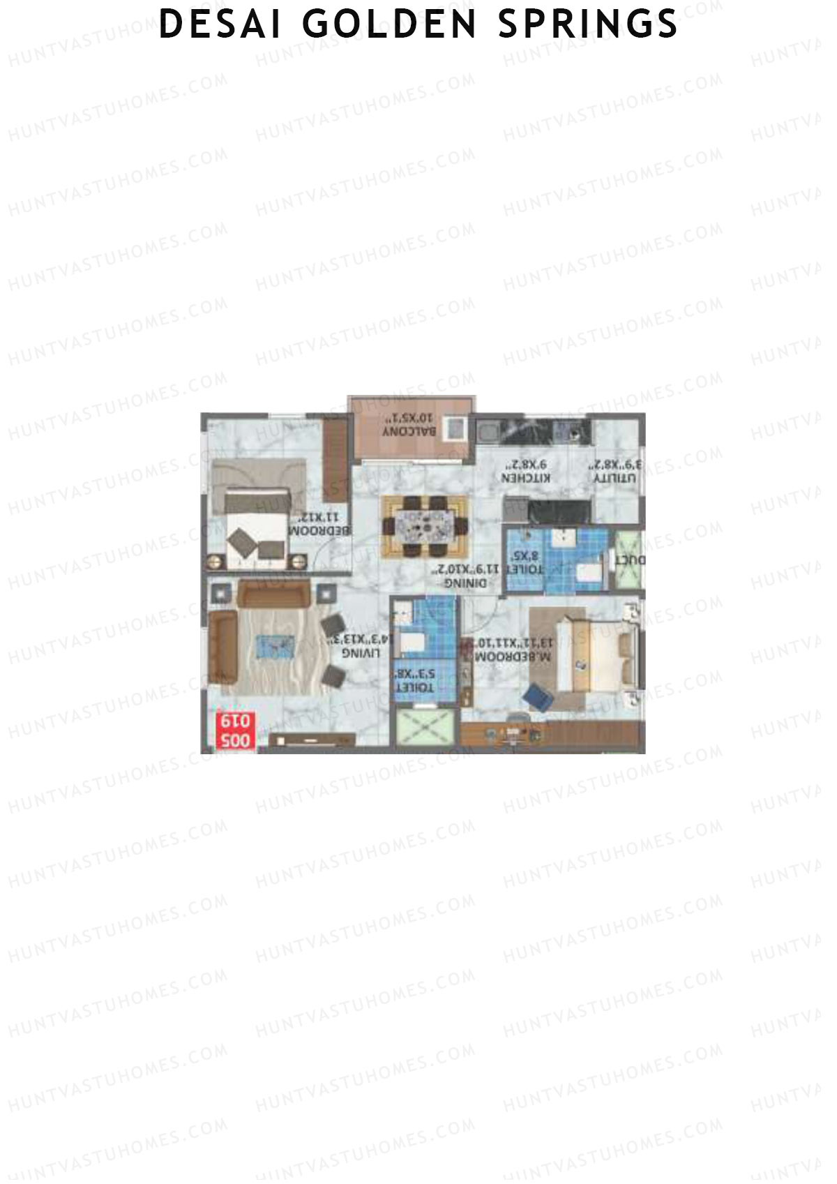 Desai Golden Springs Tower A Unit 5 Floor Plan