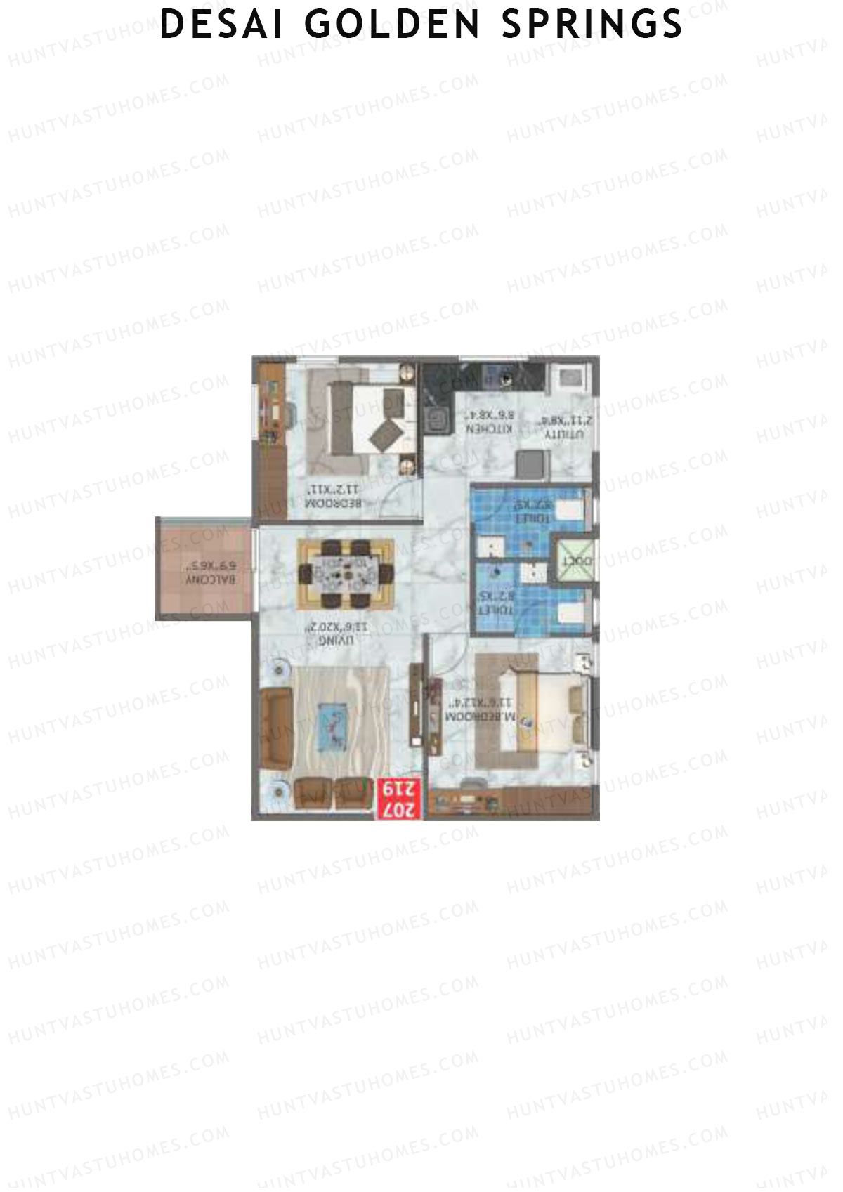 Desai Golden Springs Tower A Unit 6 Floor Plan