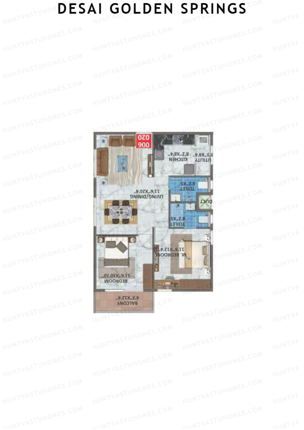 Desai Golden Springs Tower A Unit 6 Floor Plan