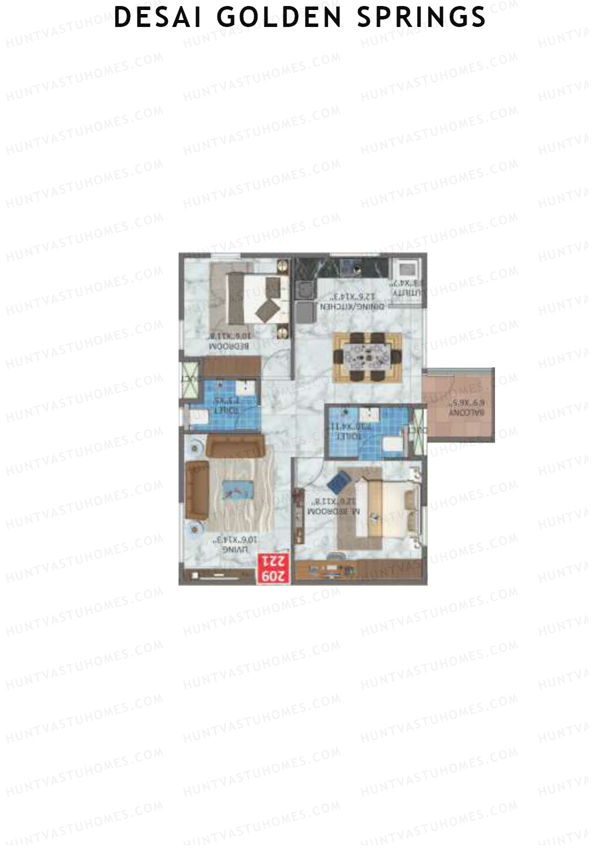 Desai Golden Springs Tower A Unit 8 Floor Plan