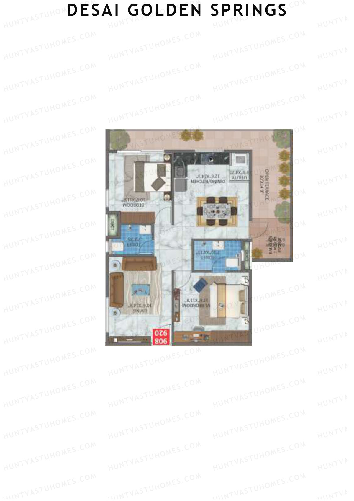 Desai Golden Springs Tower A Unit 8 Floor Plan