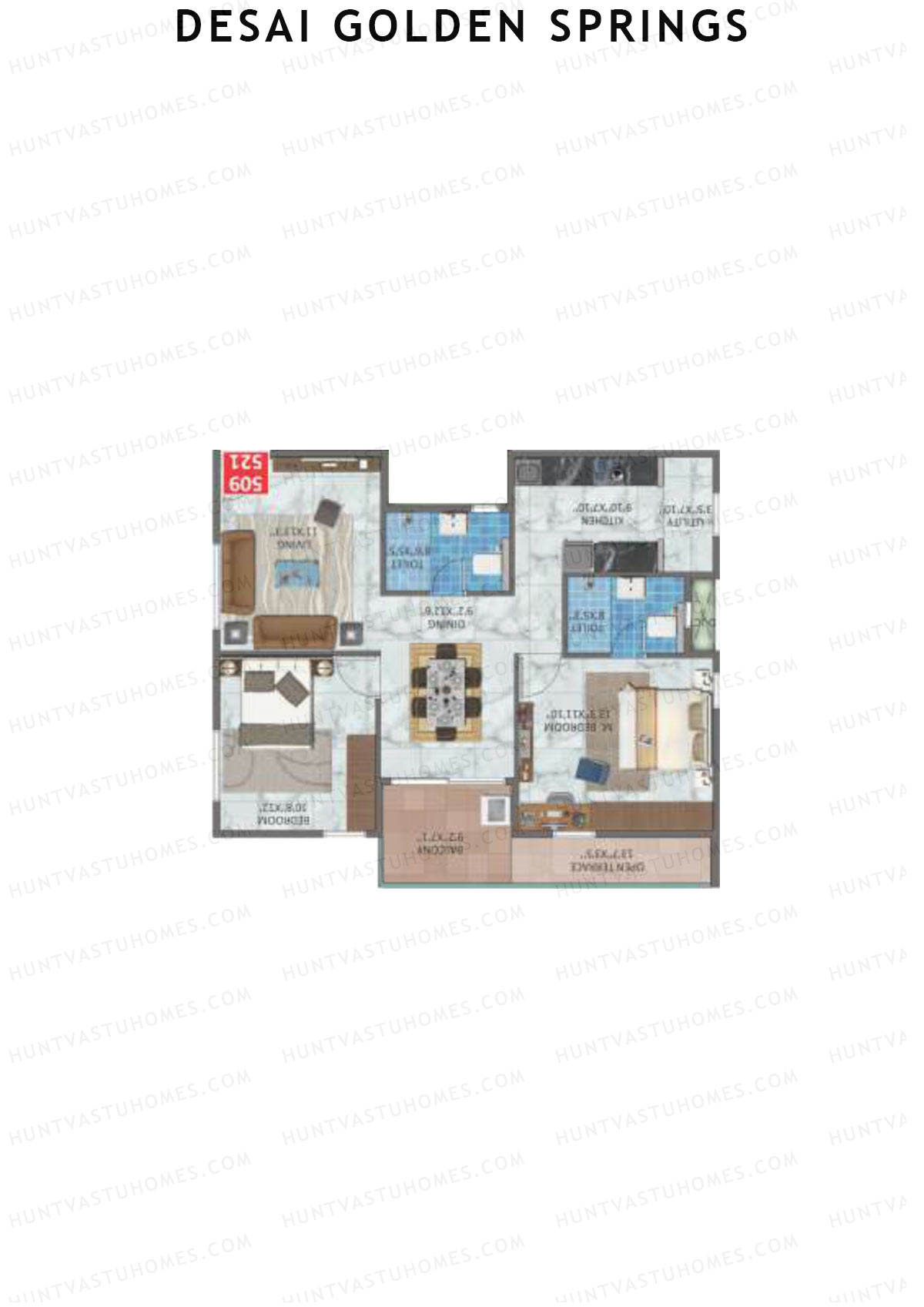 Desai Golden Springs Tower A Unit 9 Floor Plan