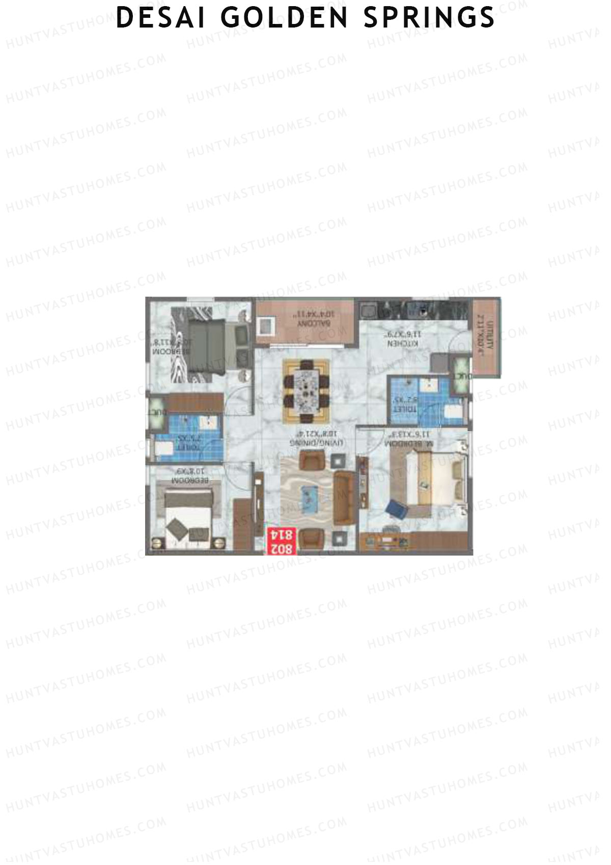 Desai Golden Springs Tower B Unit 14 Floor Plan