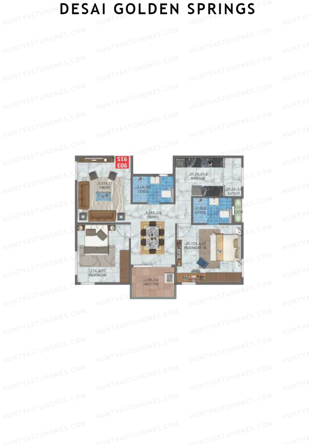 Desai Golden Springs Tower B Unit 15 Floor Plan