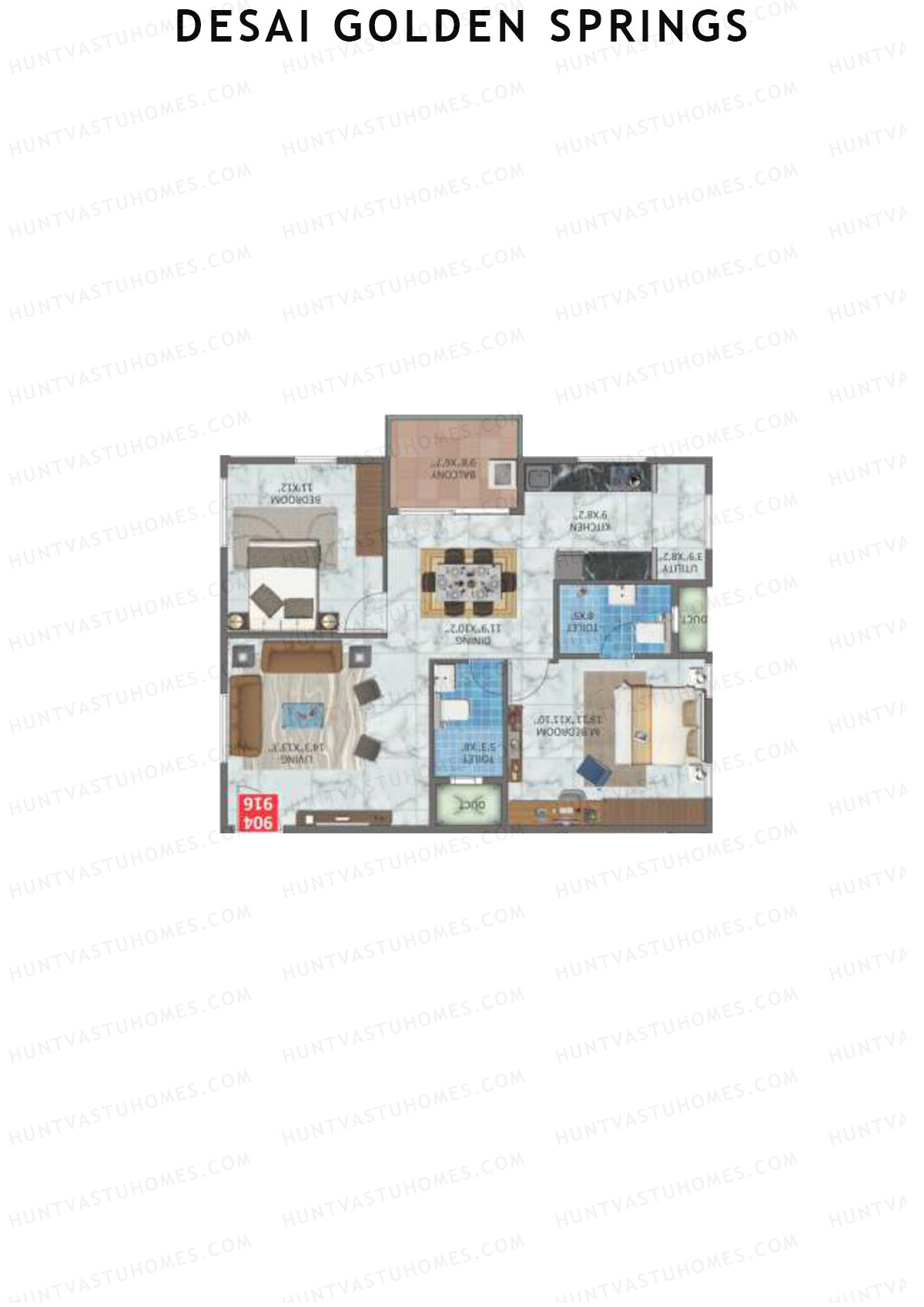 Desai Golden Springs Tower B Unit 16 Floor Plan