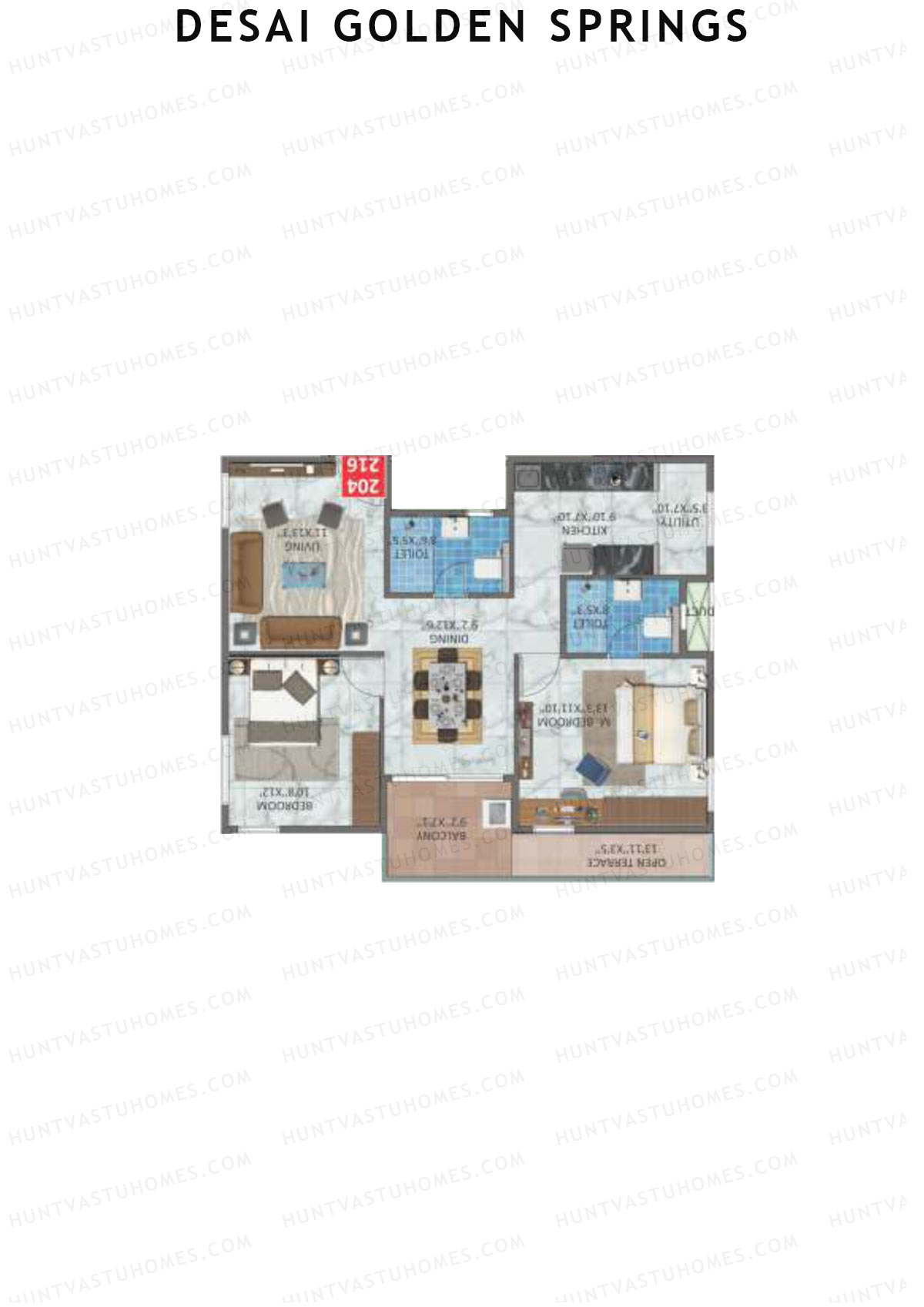 Desai Golden Springs Tower B Unit 16 Floor Plan