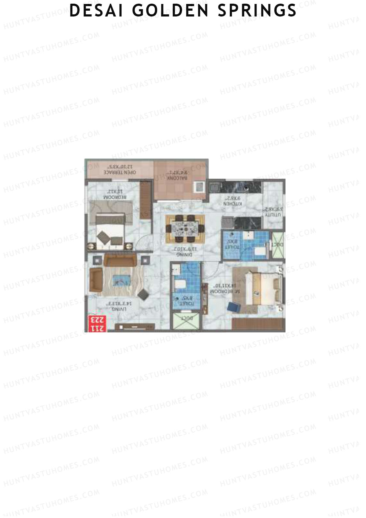 Desai Golden Springs Tower B Unit 23 Floor Plan