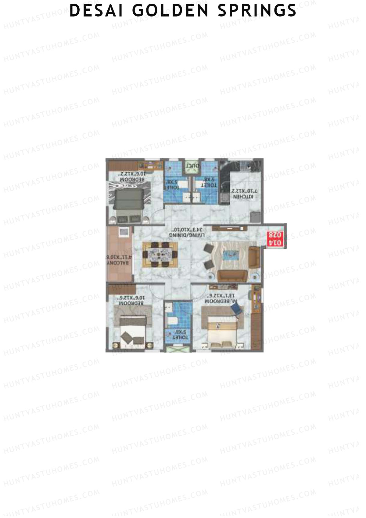 Desai Golden Springs Tower B Unit 26 Floor Plan