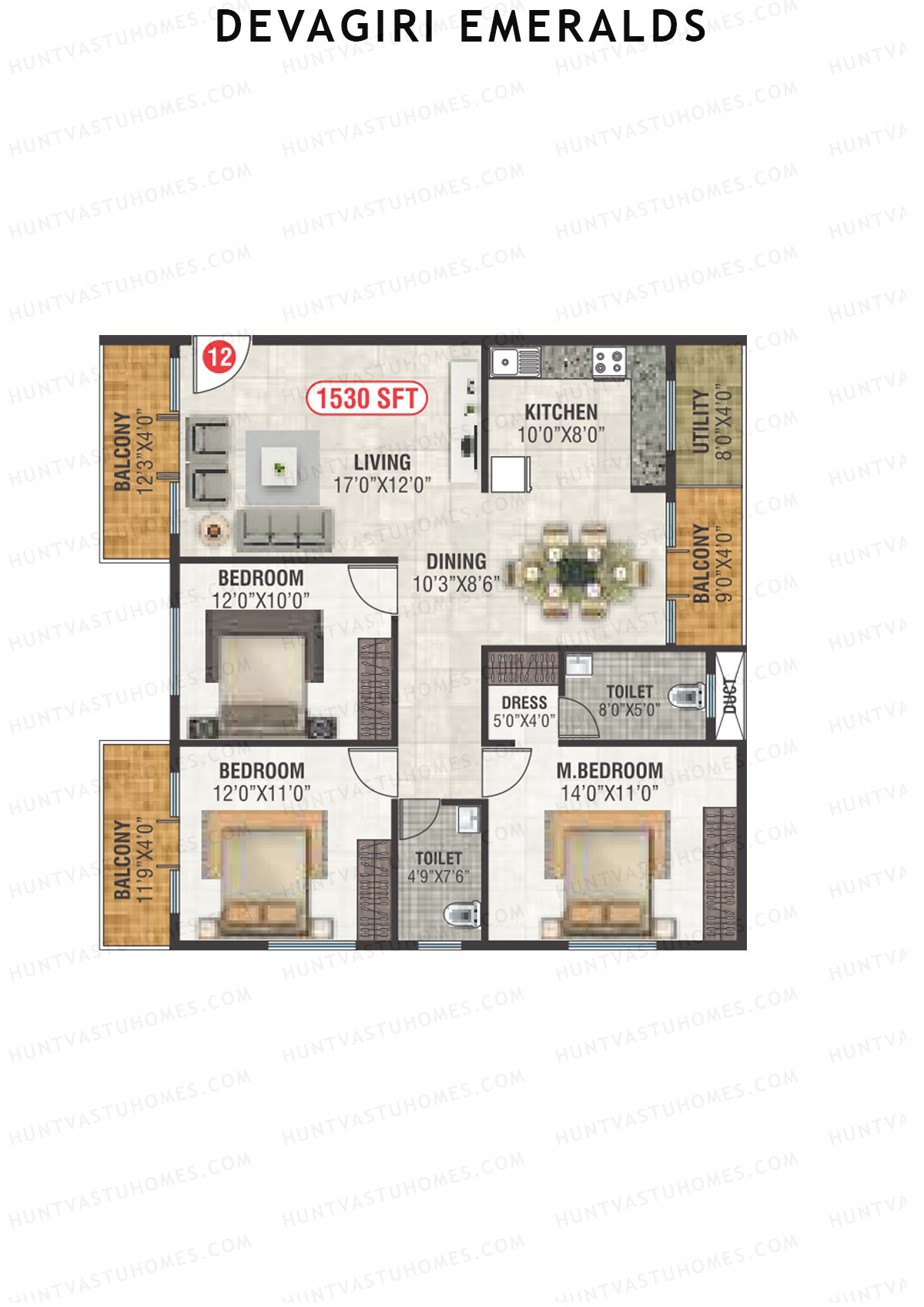 Devagiri Emeralds Tower 1 Unit 12 Floor Plan
