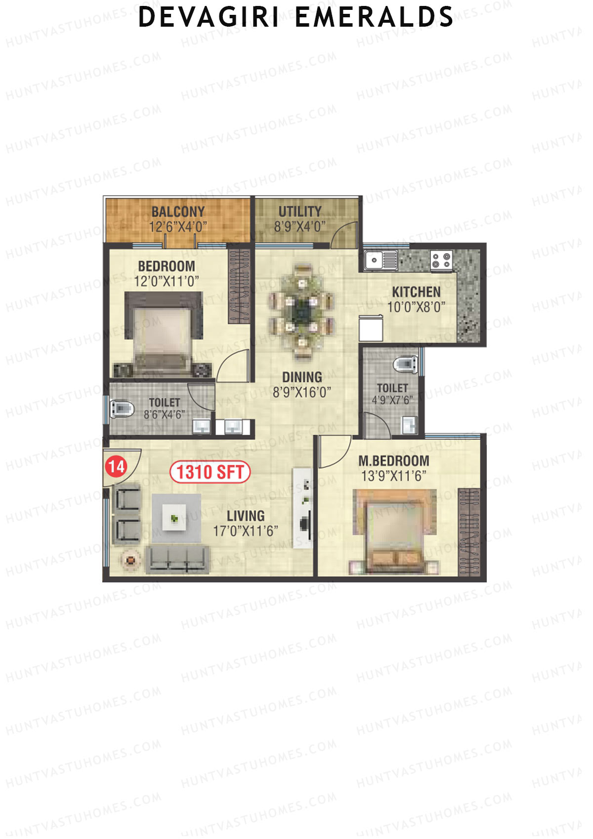Devagiri Emeralds Tower 1 Unit 14 Floor Plan
