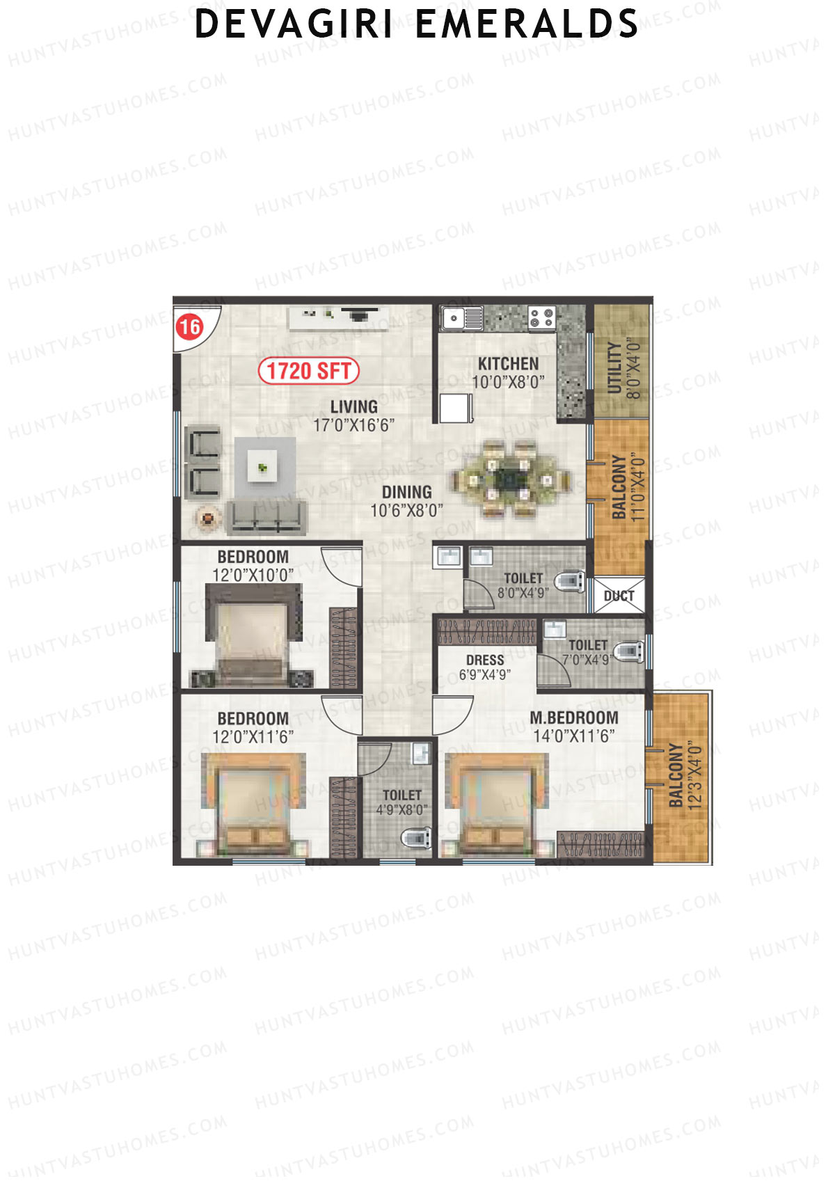 Devagiri Emeralds Tower 1 Unit 16 Floor Plan