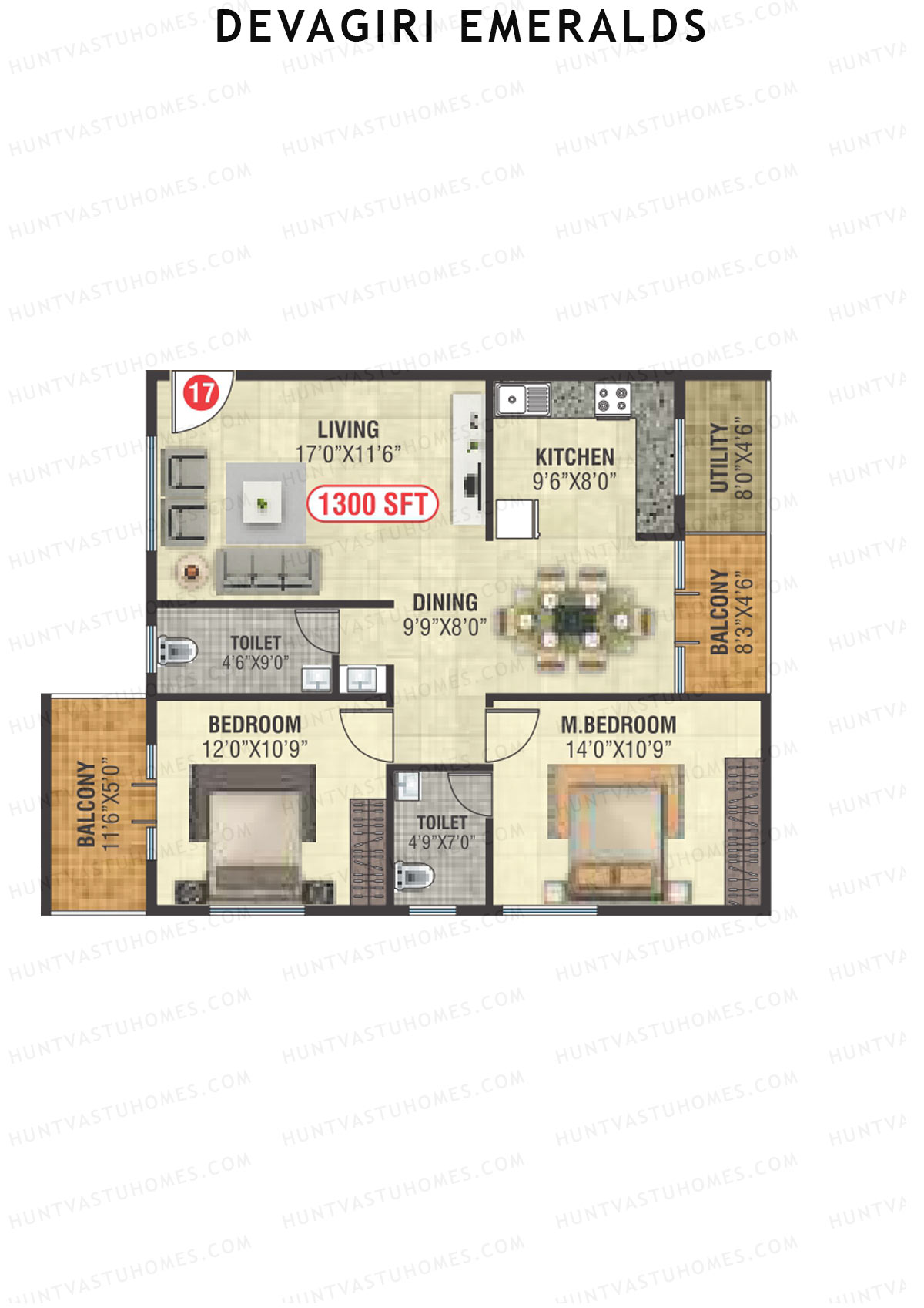 Devagiri Emeralds Tower 1 Unit 17 Floor Plan