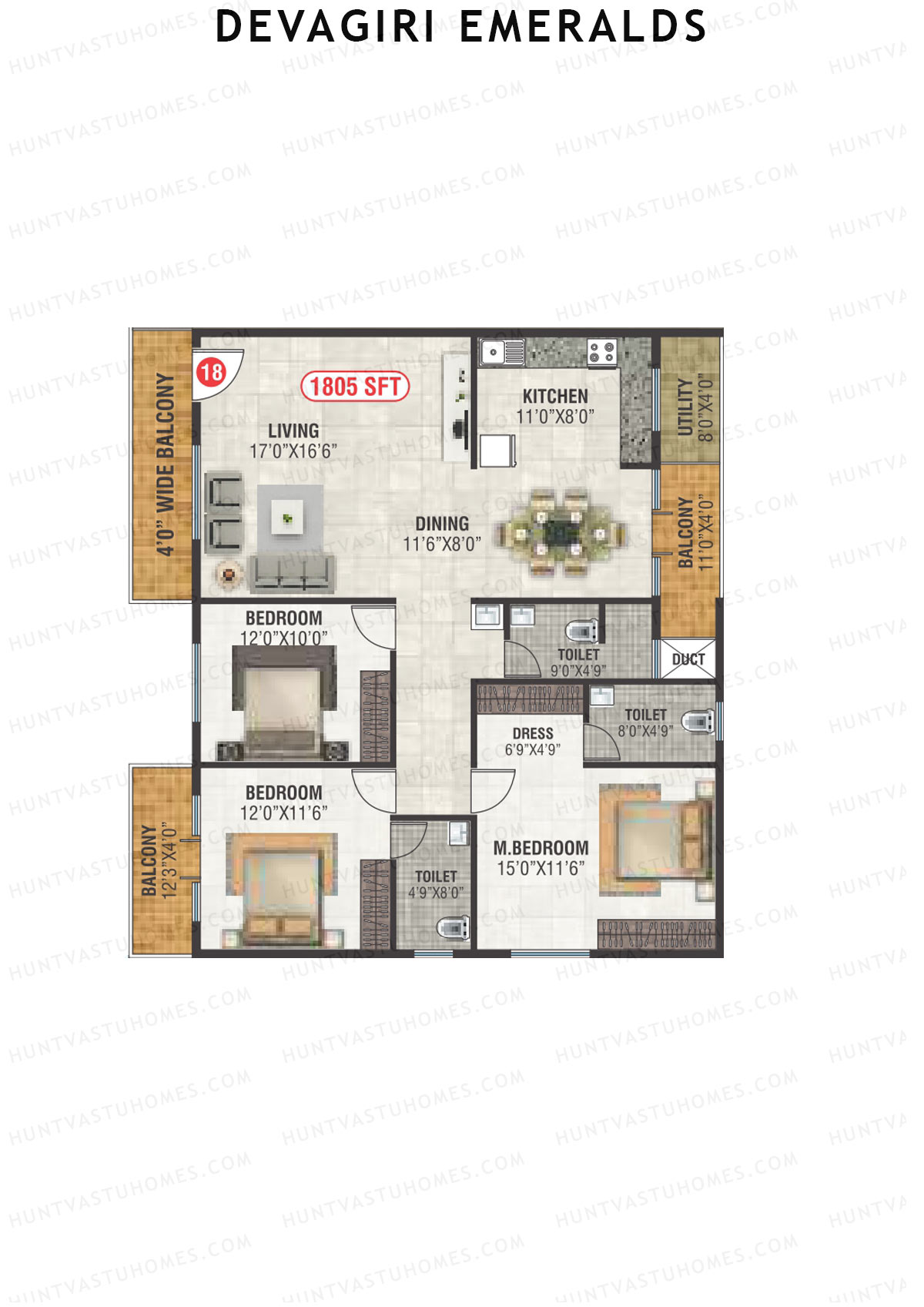 Devagiri Emeralds Tower 1 Unit 18 Floor Plan