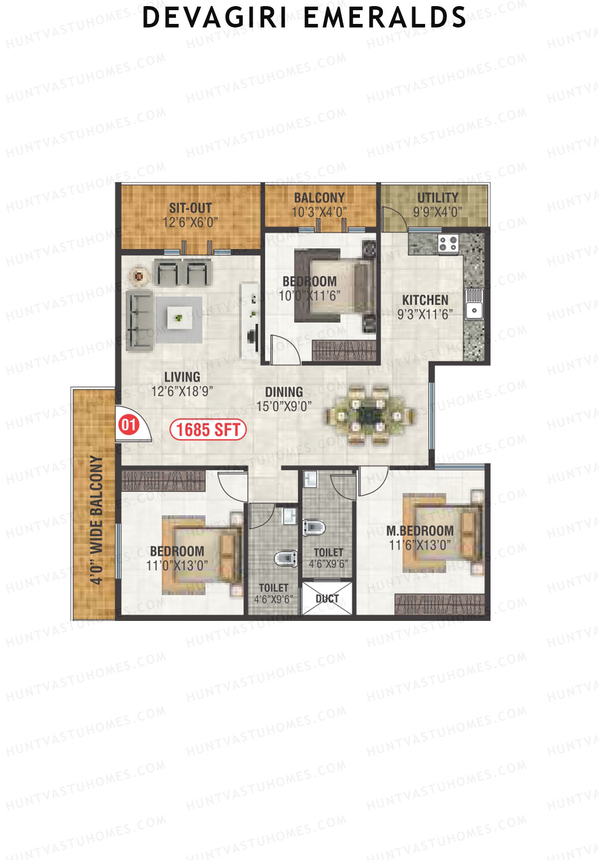 Devagiri Emeralds Tower 1 Unit 1 Floor Plan