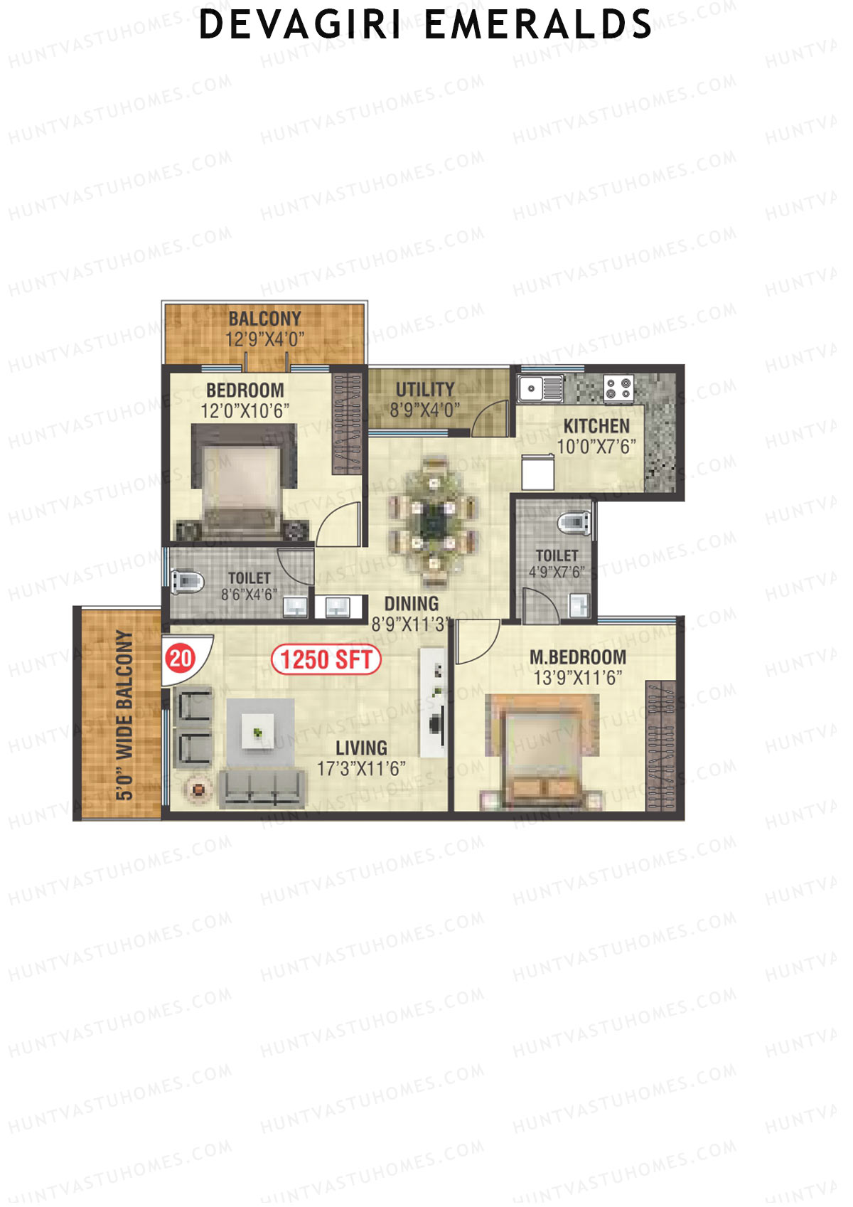Devagiri Emeralds Tower 1 Unit 20 Floor Plan