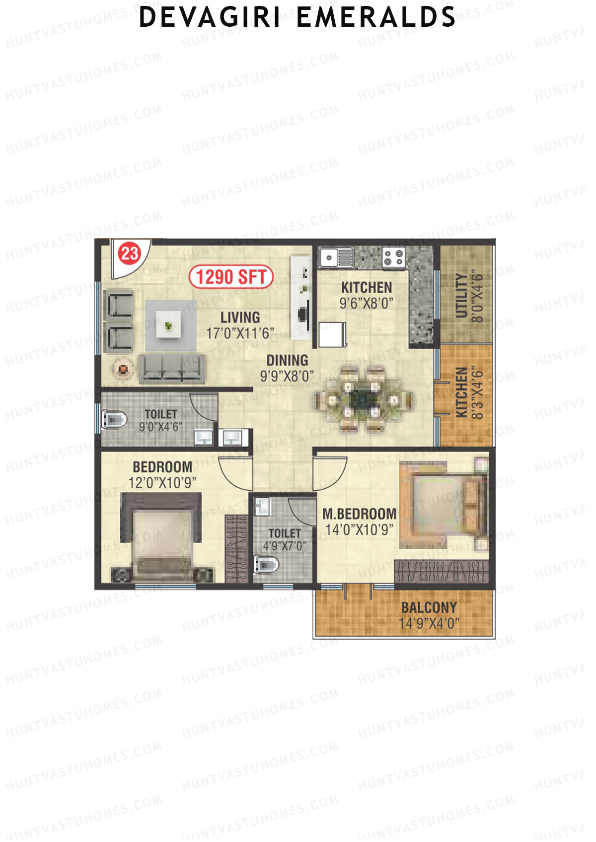 Devagiri Emeralds Tower 1 Unit 23 Floor Plan